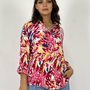 Blusa  Mujer Estampado De Hojas Colores Modelo Lucrecia