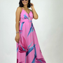 Maxi Vestido Estampado Colorido Con Tirantes Cinturón Marbella