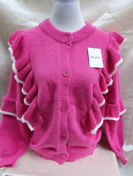 sweater con vuelos Modelo Aurora Fucsia