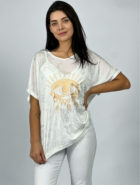Polera Mujer Acetato Holgada Estampada Modelo Damla