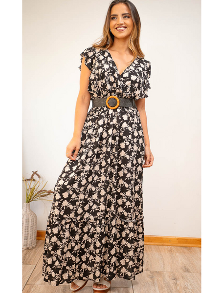 Vestido Largo Con Cinturón Modelo Lía