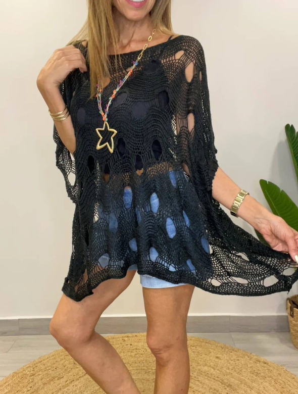 Blusón tejido calado Boho Modelo Ariana