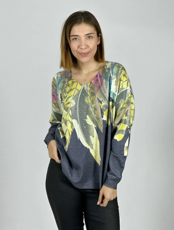 Sweater Italiano Mujer Estampado Artístico Manga Larga Modelo Moira