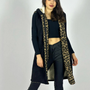 Chaqueta Sin Mangas Mujer con Chiporro Animal Print Negra