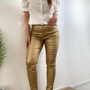 Pantalon Metalizado Dorado  Ecocuero Mujer Modelo Renata