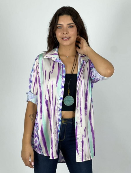 Blusa  Italiana Abotonada Diseño Rombos Modelo Montreal